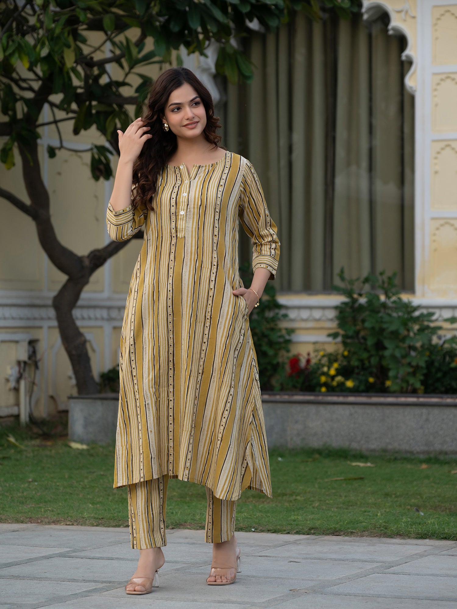 ajrakh kurta with pants for women in sizes S to 6xl