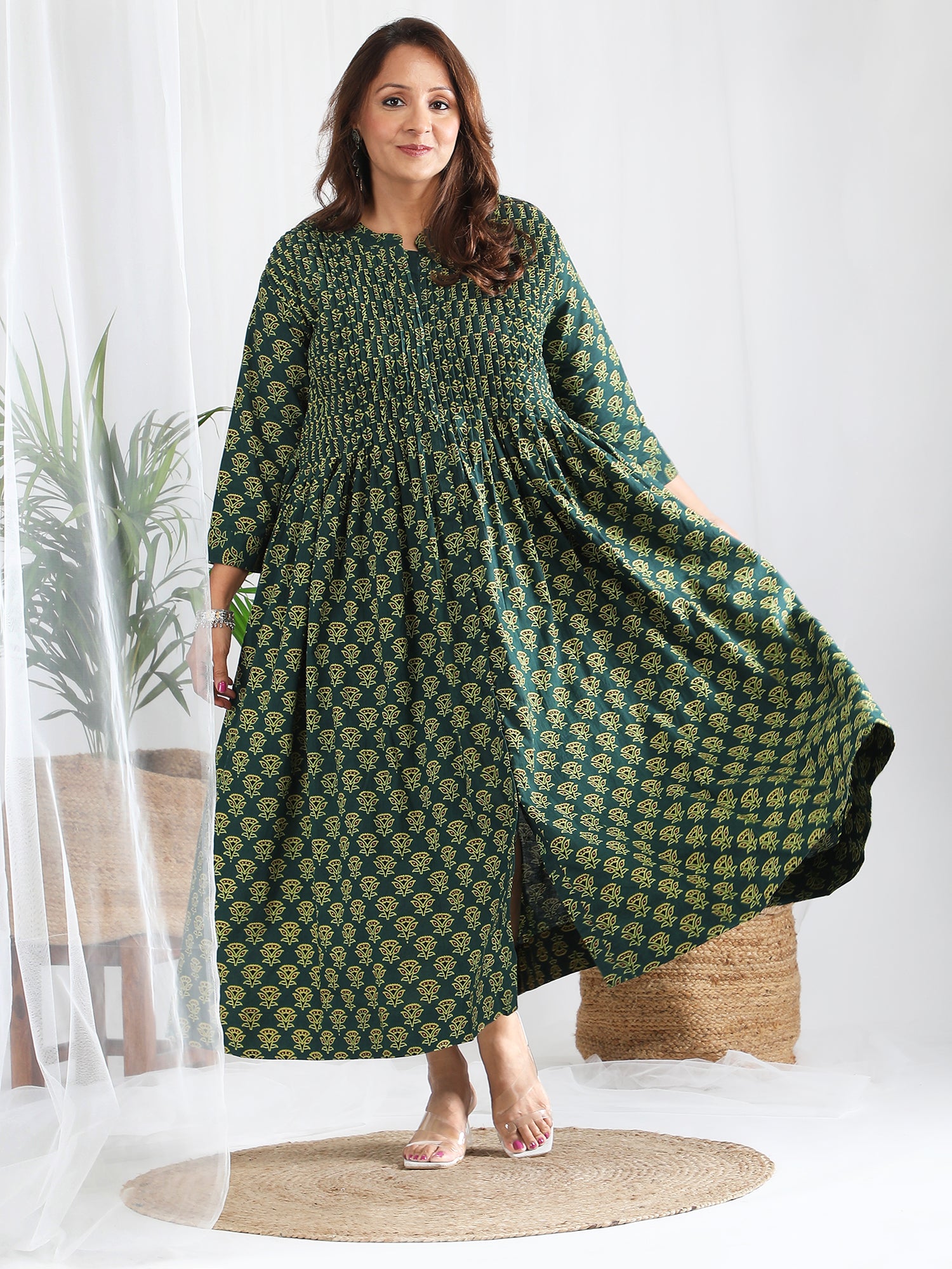 Plus size Ajrakh cotton dress in sizes upto 6XL