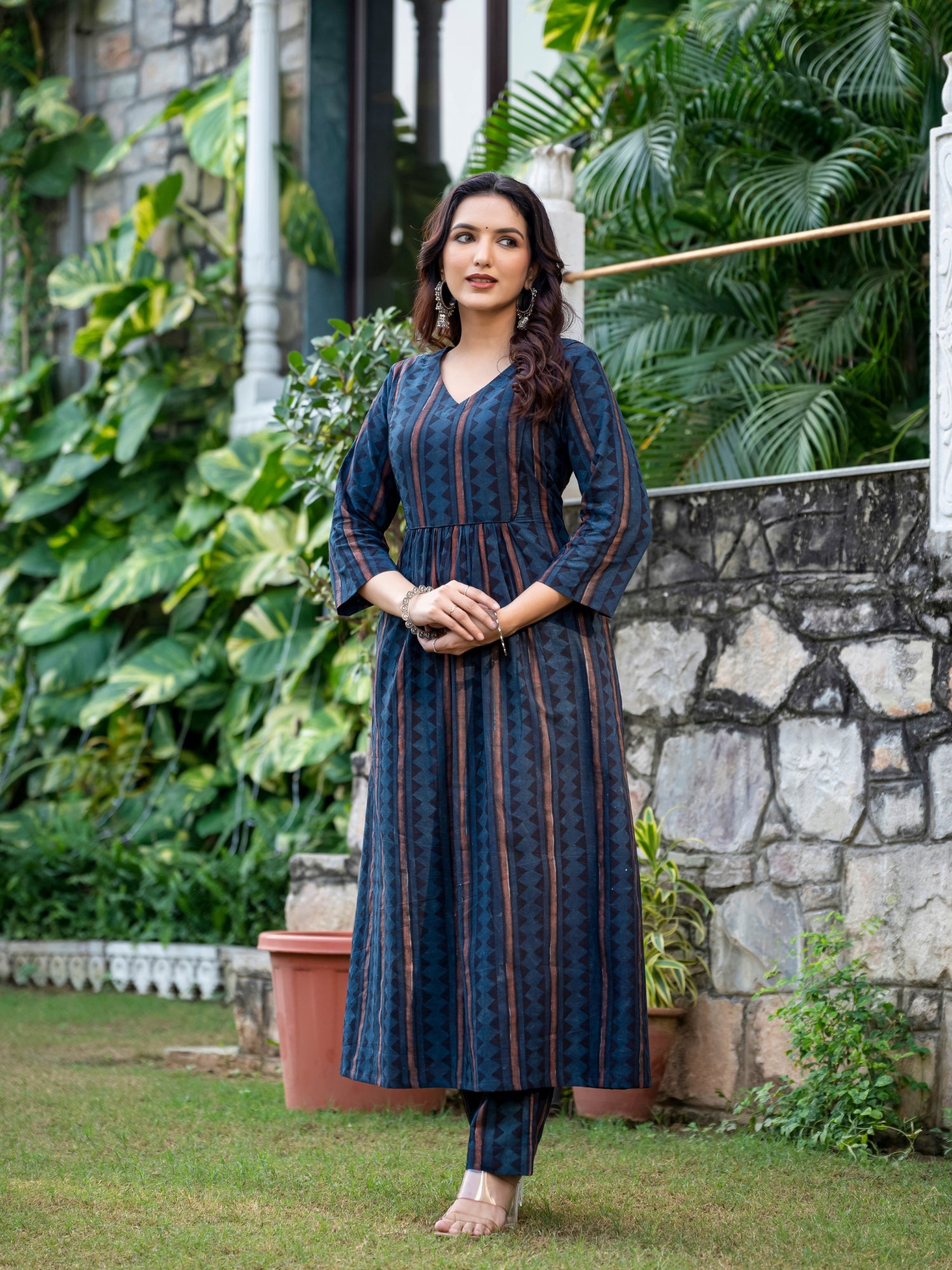 Indigo Blue Ajrakh Kurta Darzaania