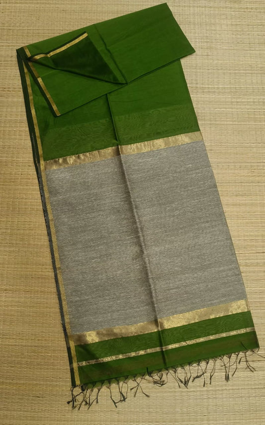 Maheshwari Green Color Kosa Pallu Saree