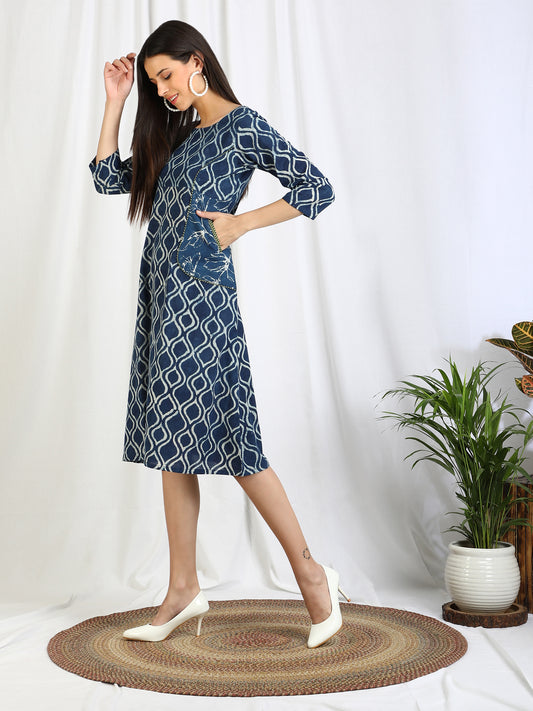 Natural Indigo Cotton Dress for Women Online India