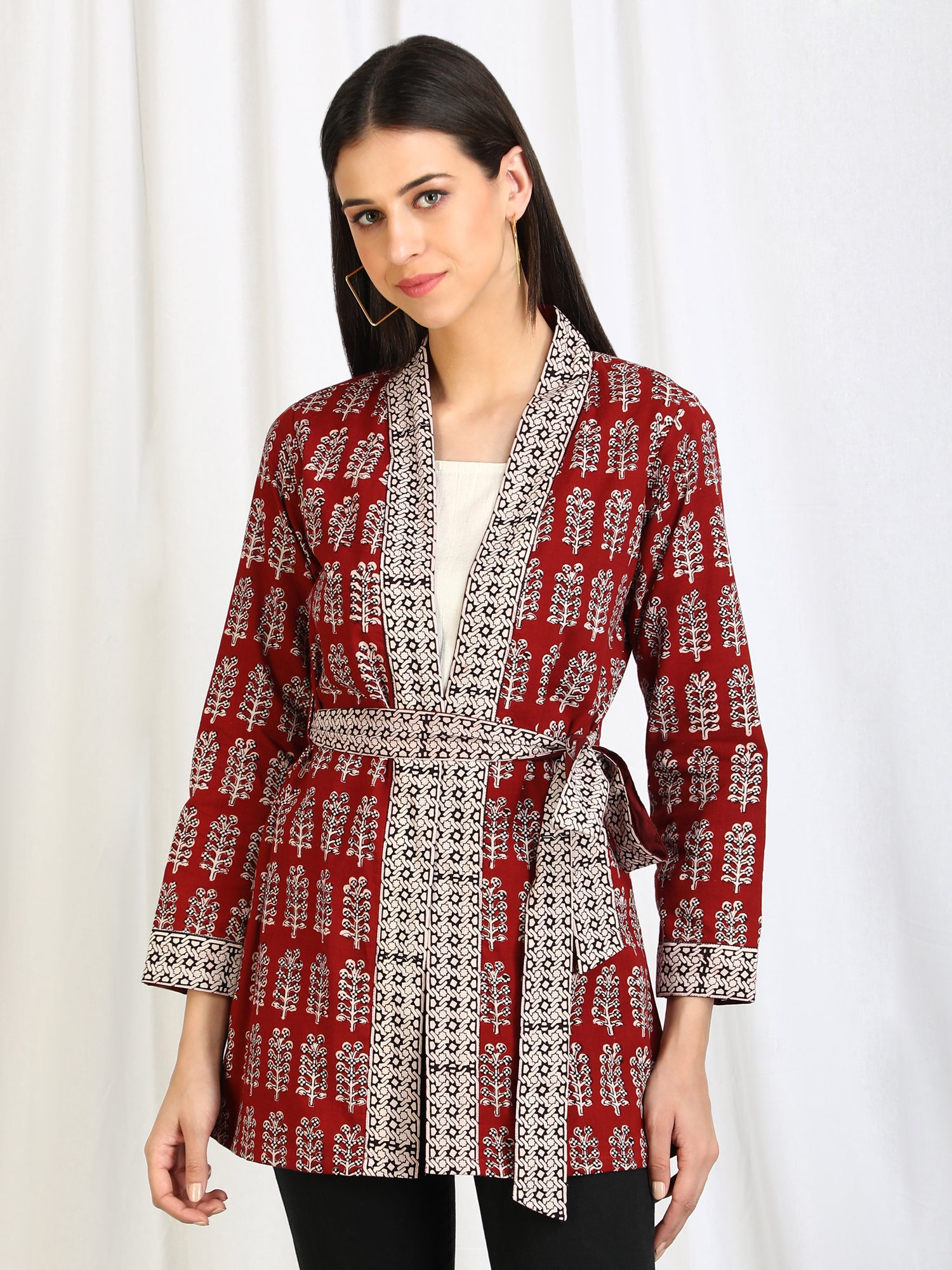 Red block print capes for women online