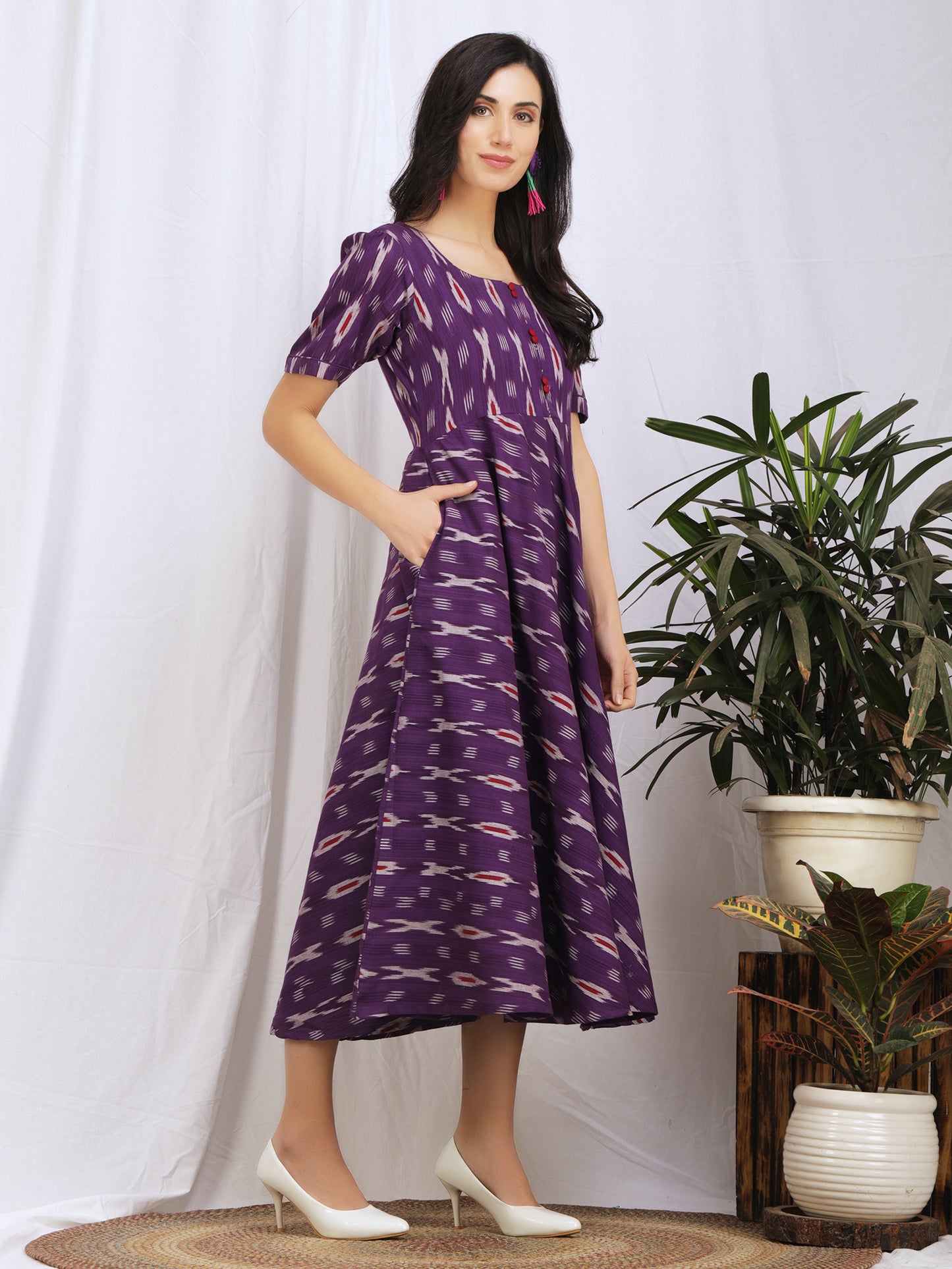 Purple Lavender Ikat cotton maxi dress