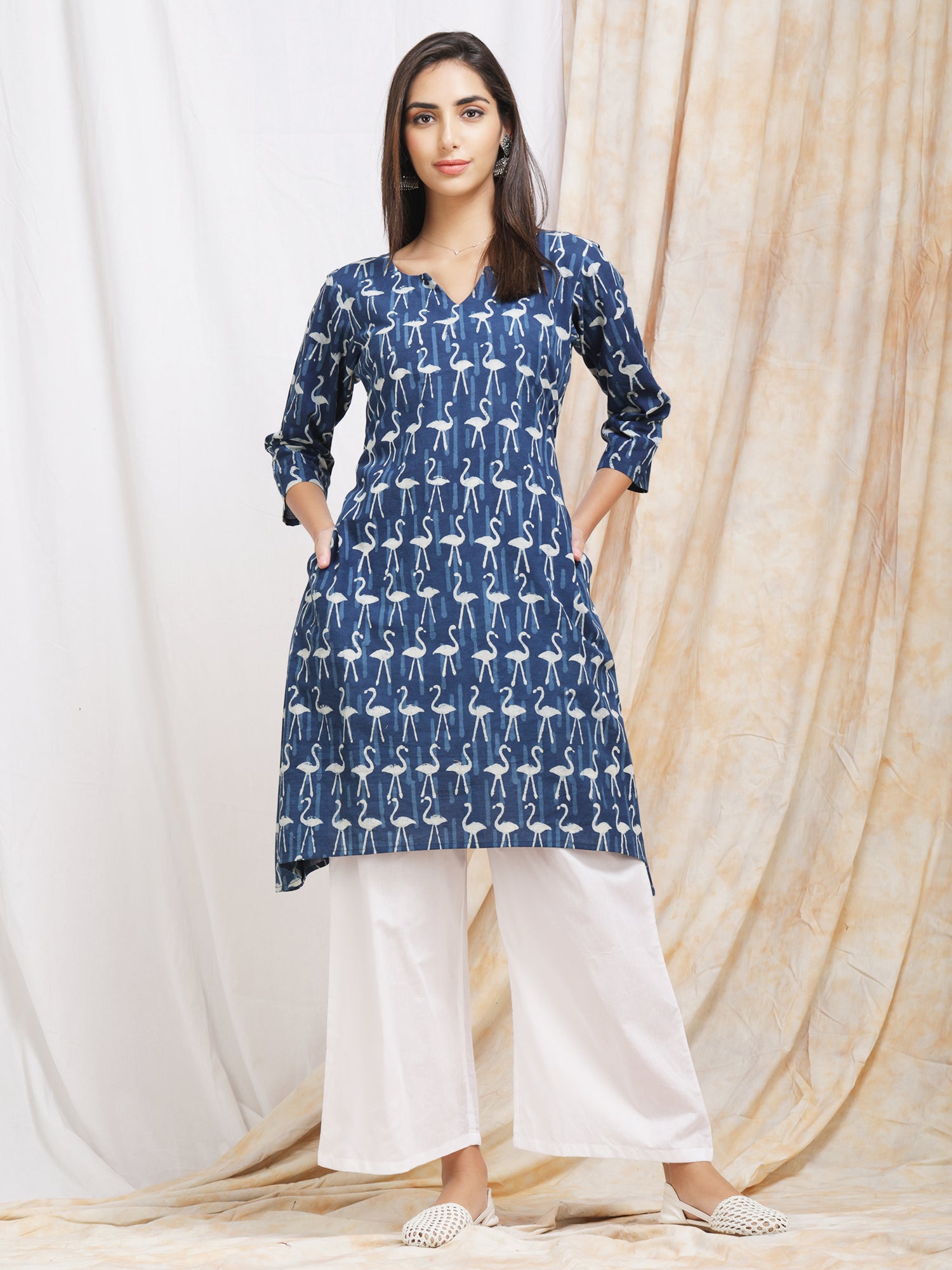 Indigo Print Cotton Sleeveless Kurti Set - Kurti Set | Simple kurti  designs, Kurti neck designs, Cotton kurti designs