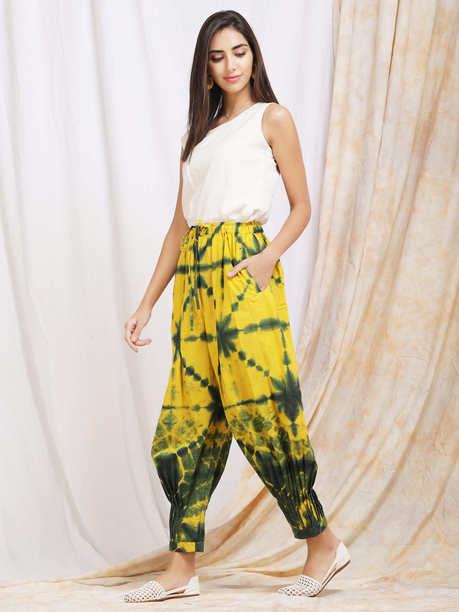 Buy Clamp Dyed Cotton Stylish Harem Pants for Ladies