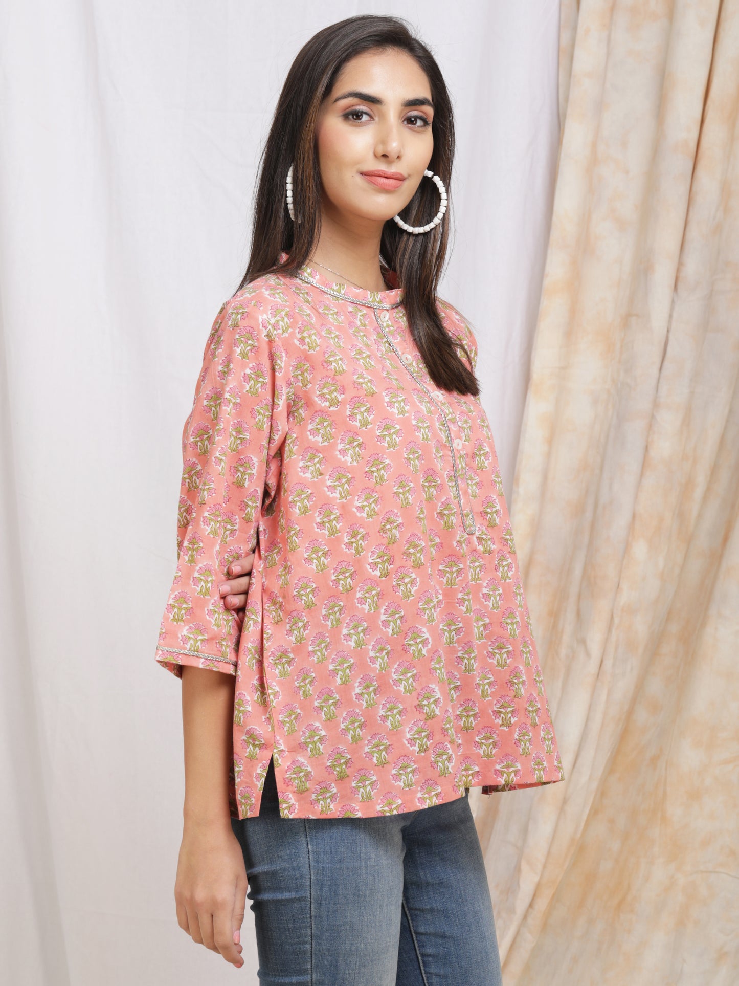 Pink cotton top for women 