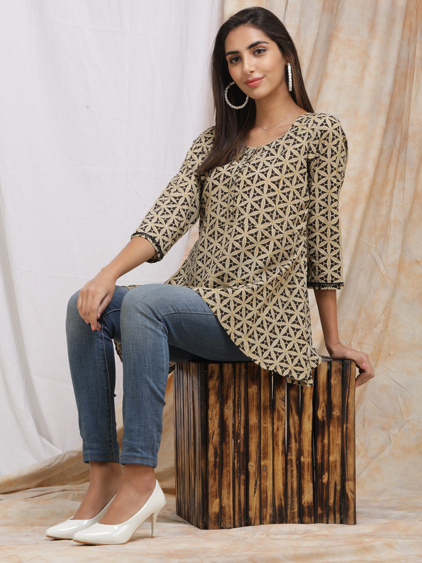 Mud Brown Cotton Tunic Tops for women
