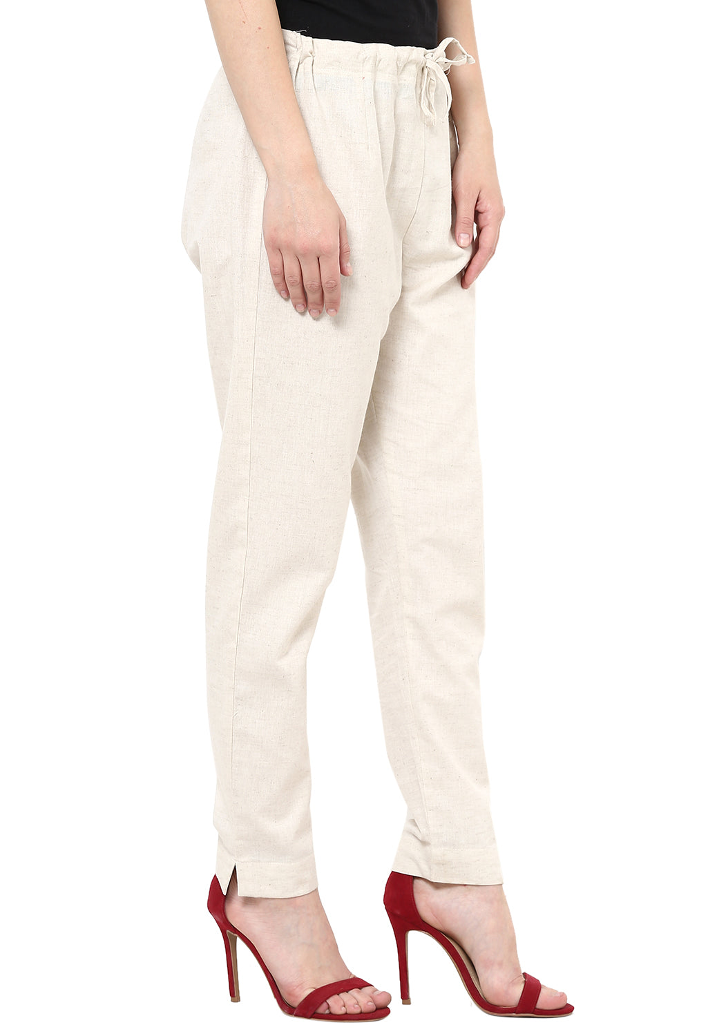 MINC Petite  Buy Girls Trousers in OffWhite Cotton Linen Online