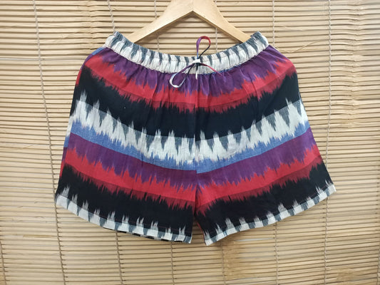 Multi Color Ikat Cotton Shorts for women