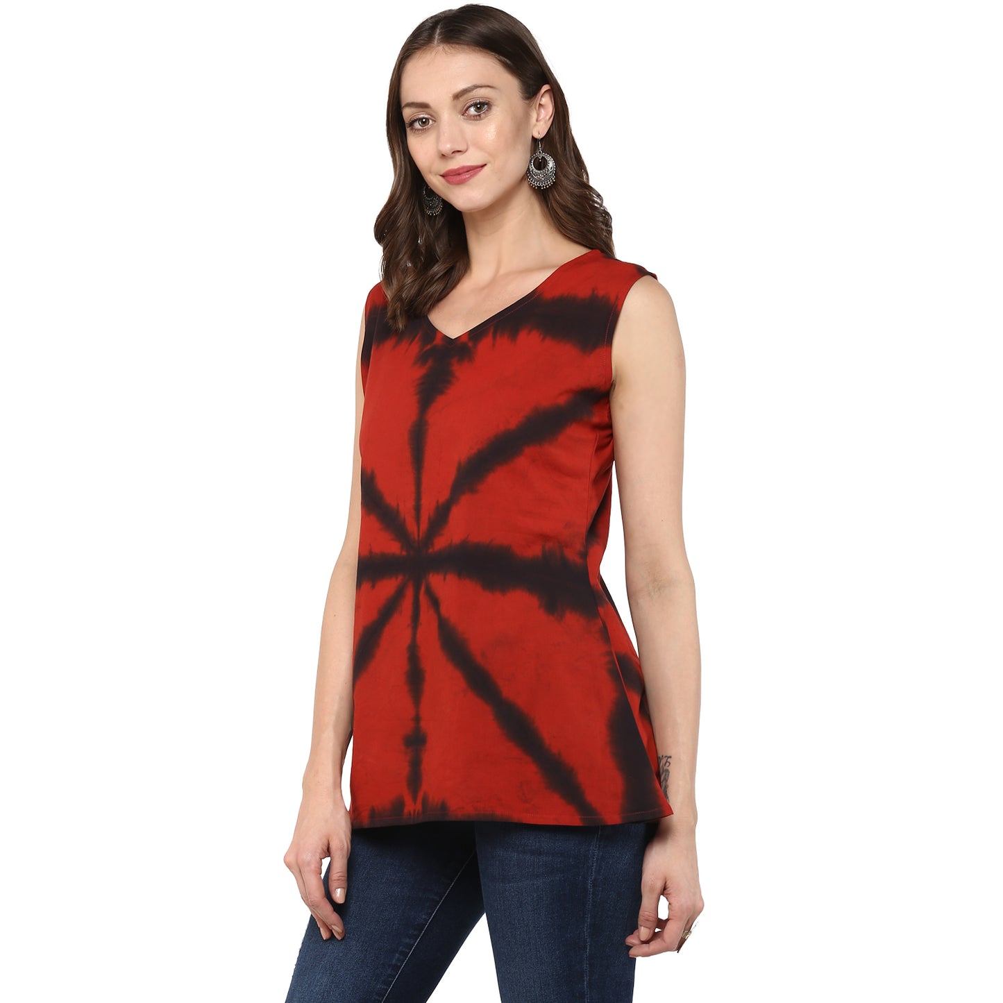 Red  Women Top And Tunics Online