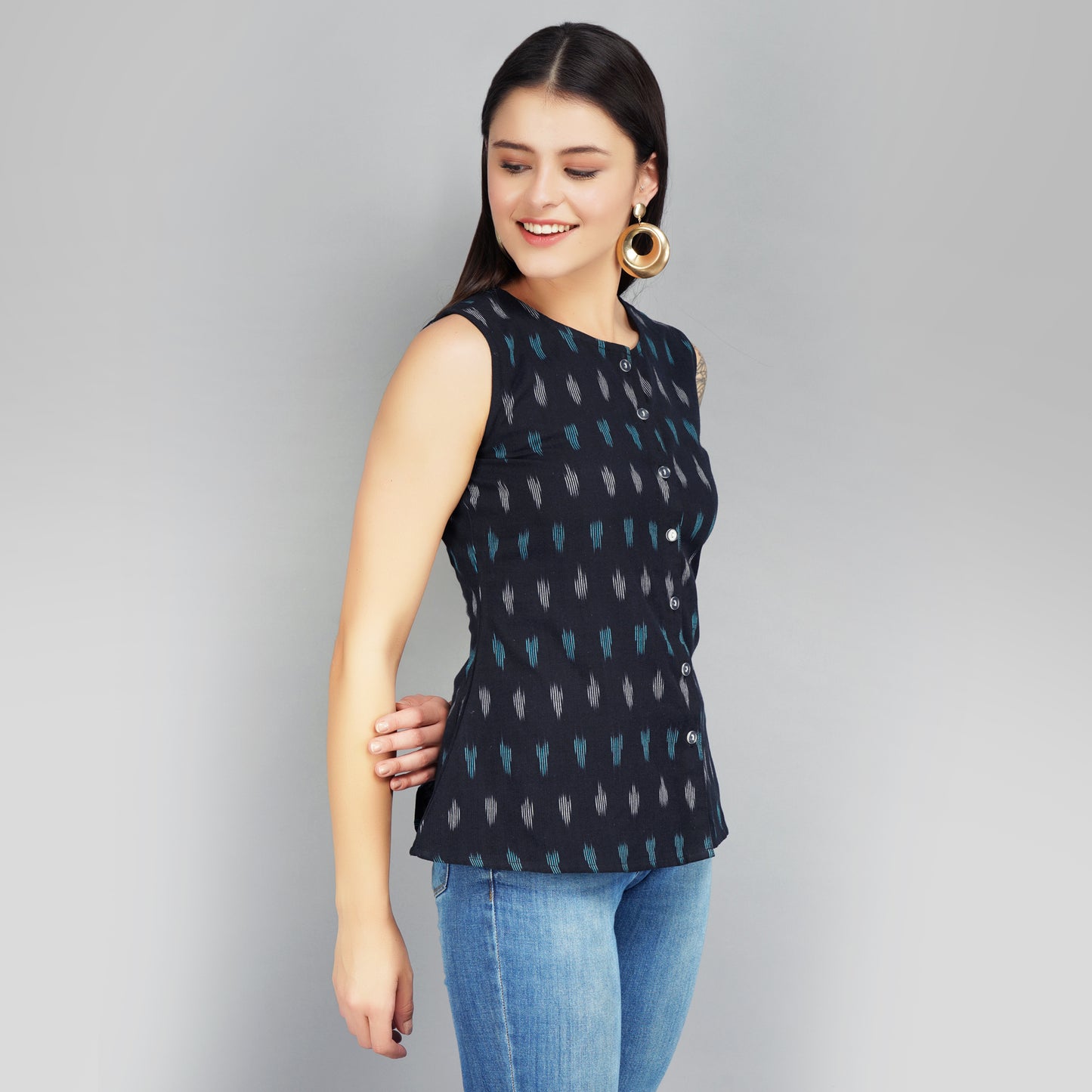 Ikat cotton tops for women