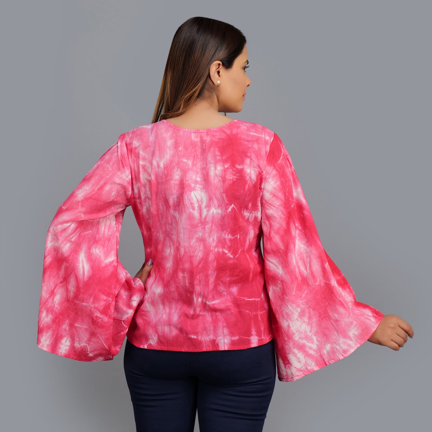 Pink Shibori Cotton Top for Women