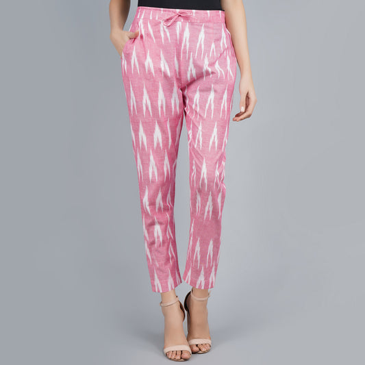 Pink IKat Cotton Pants for Women