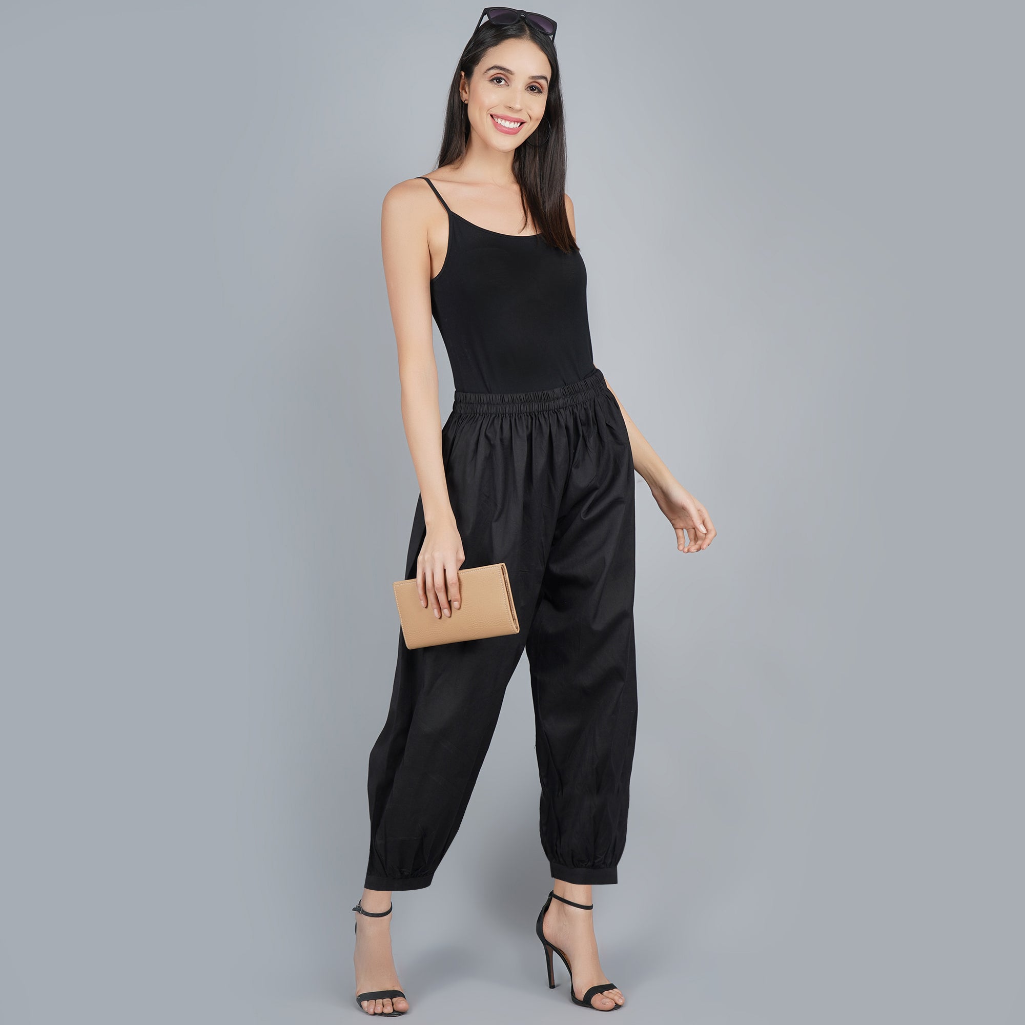 Dalia black cotton, spandex blend cropped pant | Cropped pants, Black cotton,  Pants
