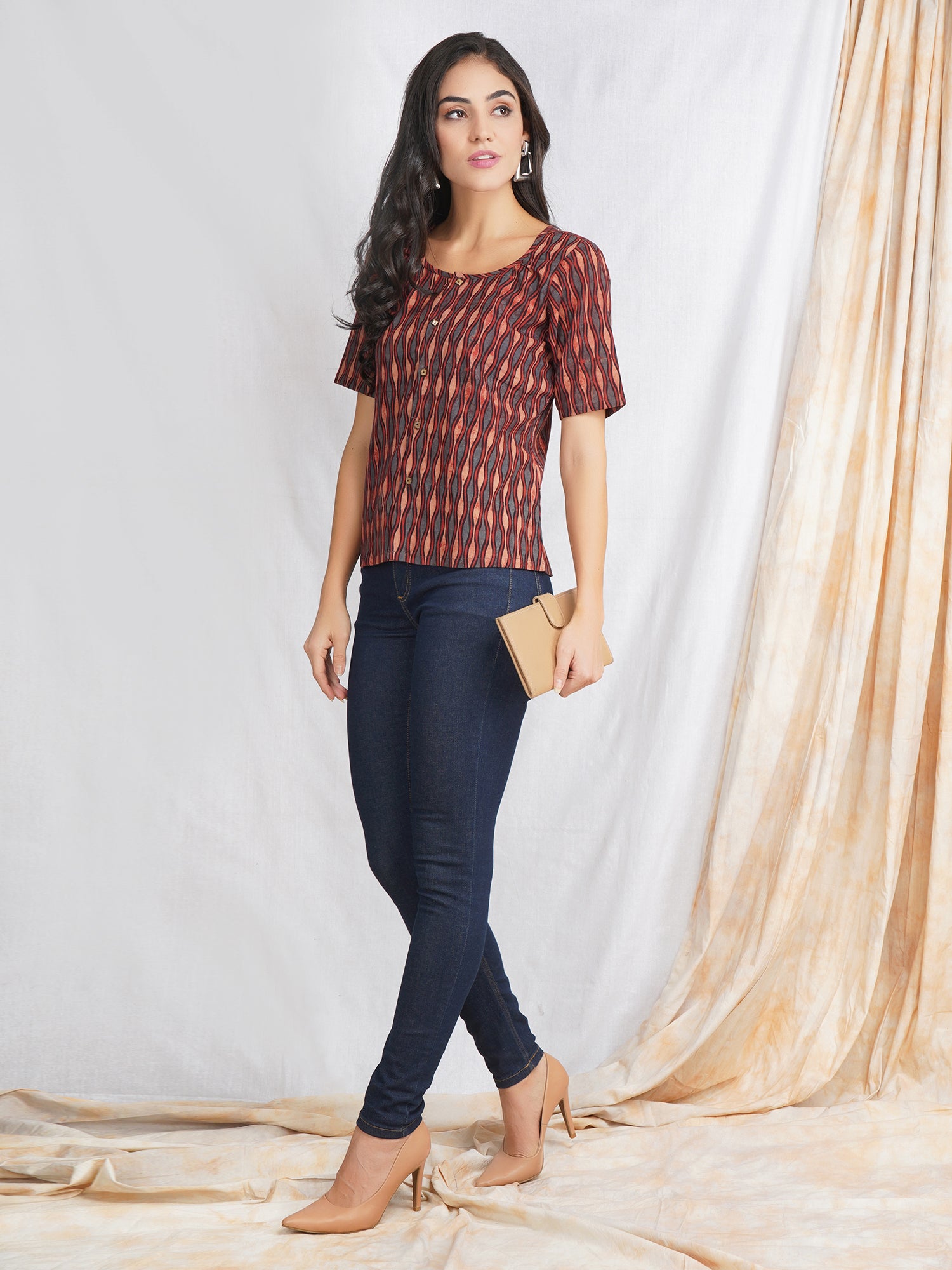 Ajrakh Block Printed Cotton Top by Darzaania