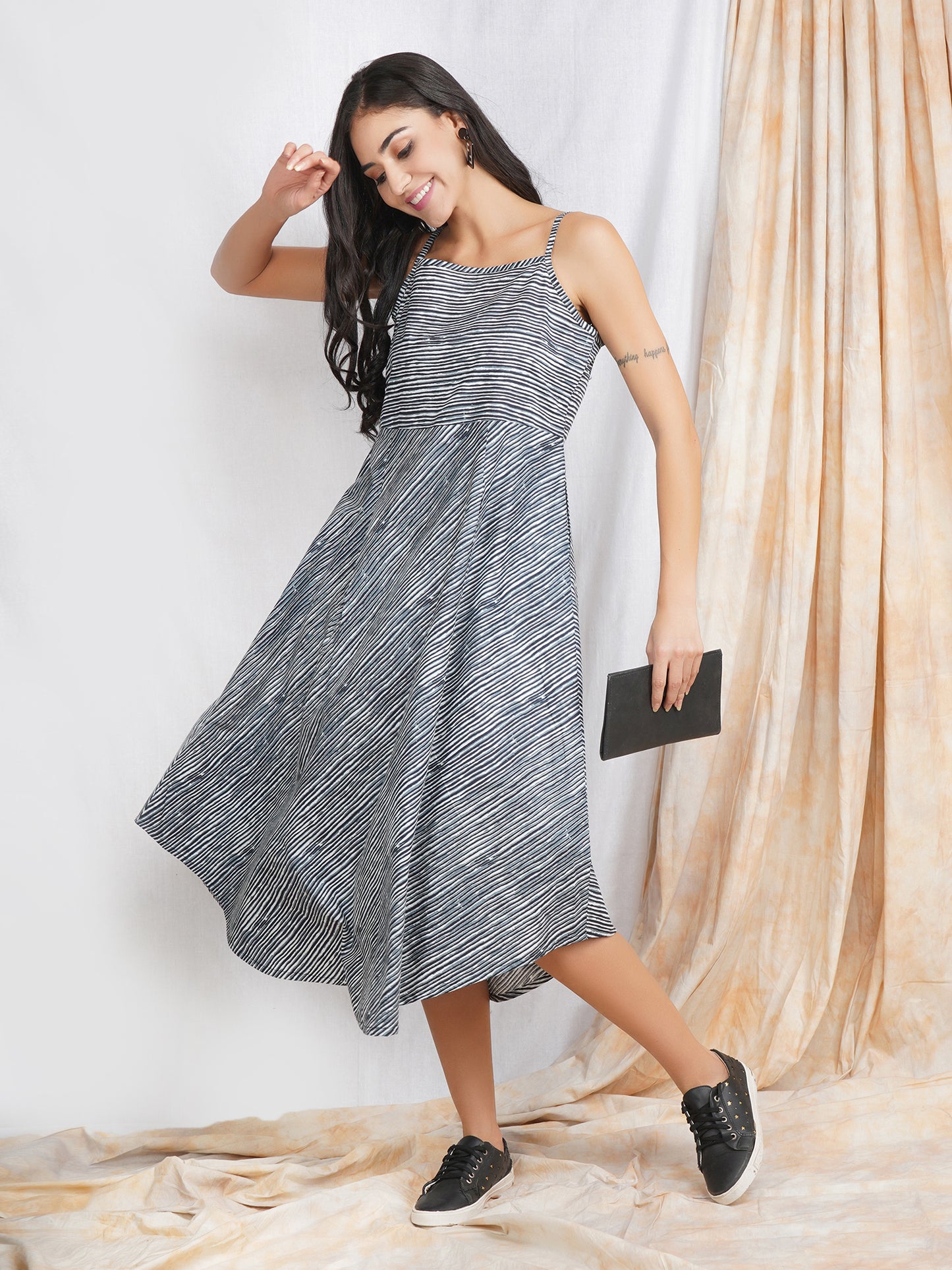 Grey Striped Vacation dress for women