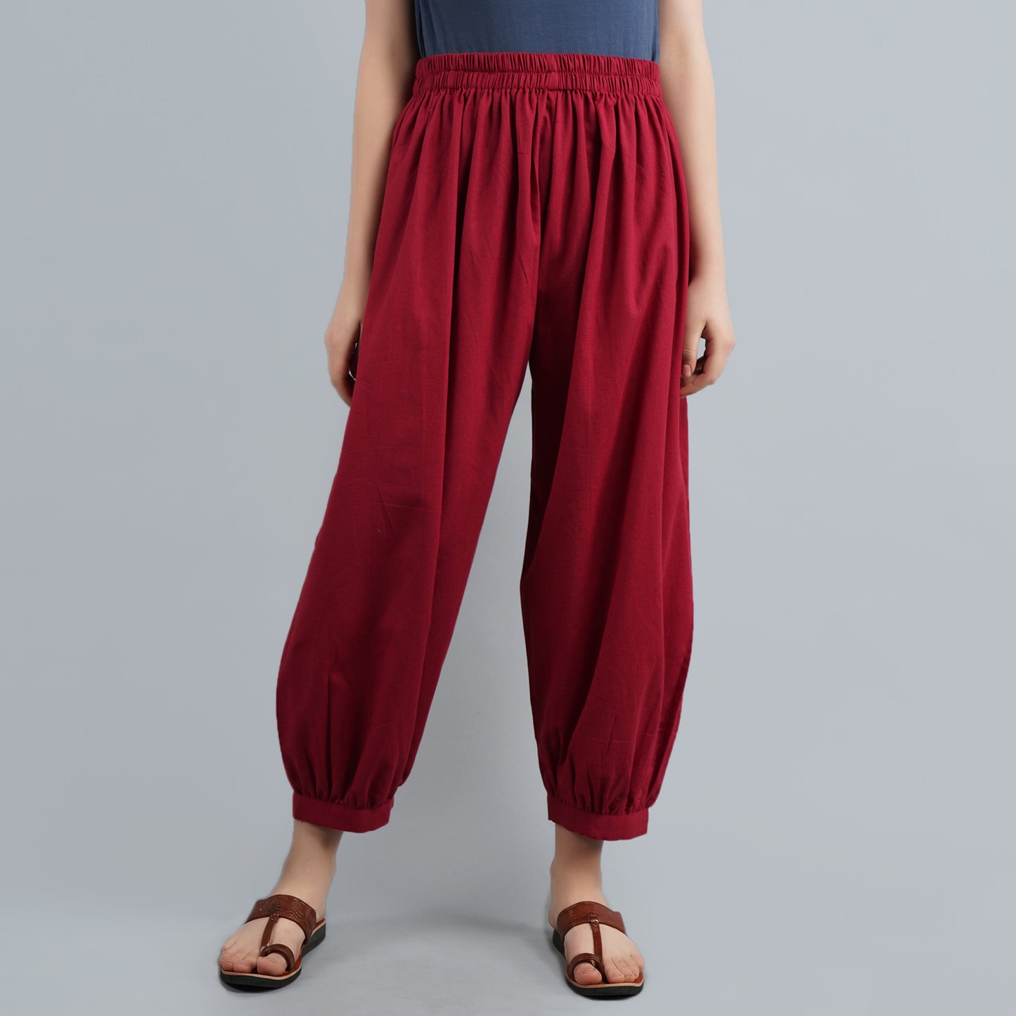 Buy Maroon Cotton Capri Pants For Girls by Khela Online at Aza Fashions.