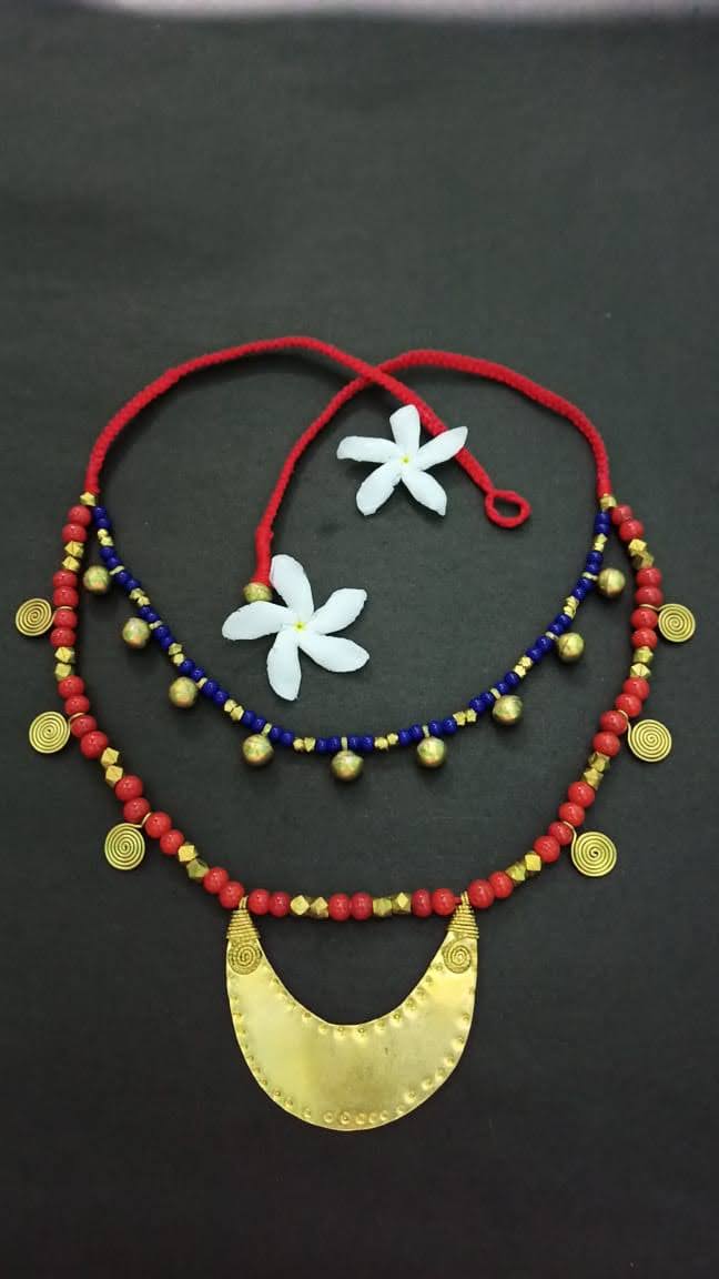 Dhokra Double Layered Necklace with Pendant