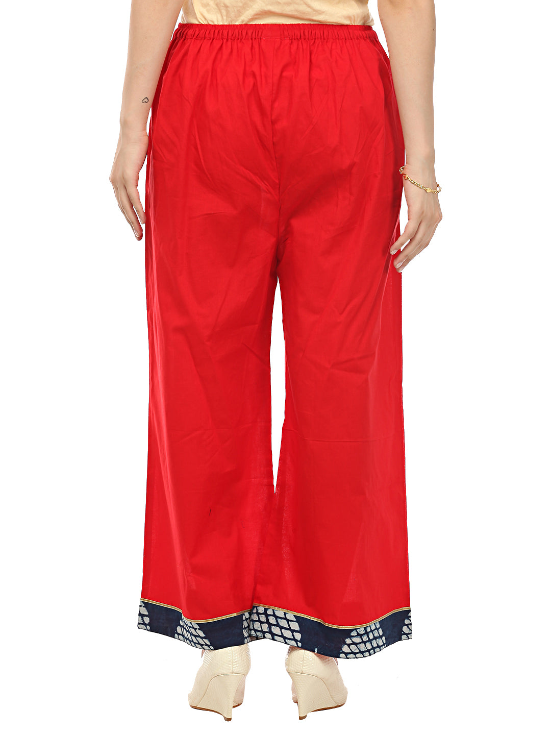 Lakshita pantswomenindianwear  Buy Lakshita Red Palazzo Pant With Hem  Detailing Online  Nykaa Fashion