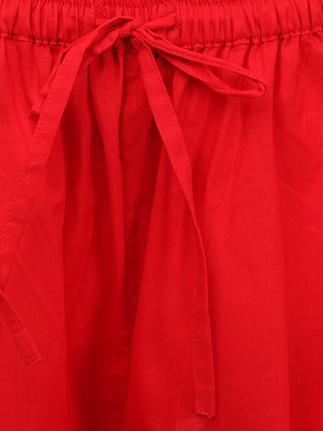 Fashion Beautiful Red Printed Cotton Freesize Palazzo Pants+