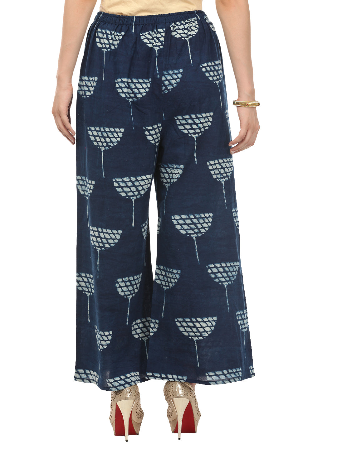 Buy HIGH-RISE GREEN PRINTED WIDE PALAZZO for Women Online in India