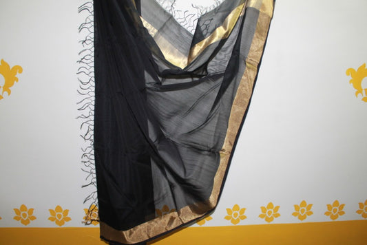 Maheshwari Black Gold Silk Dupatta