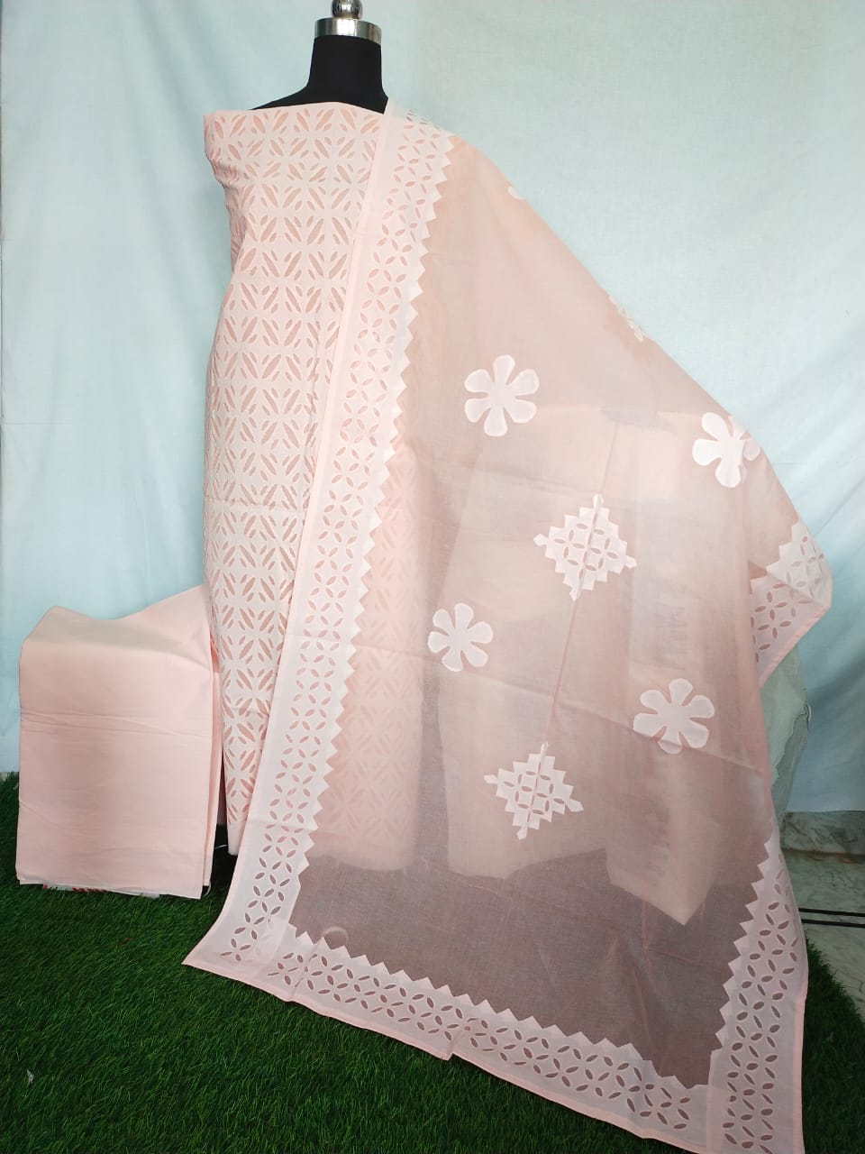 Cotton Applique work Suit with Dupatta Online